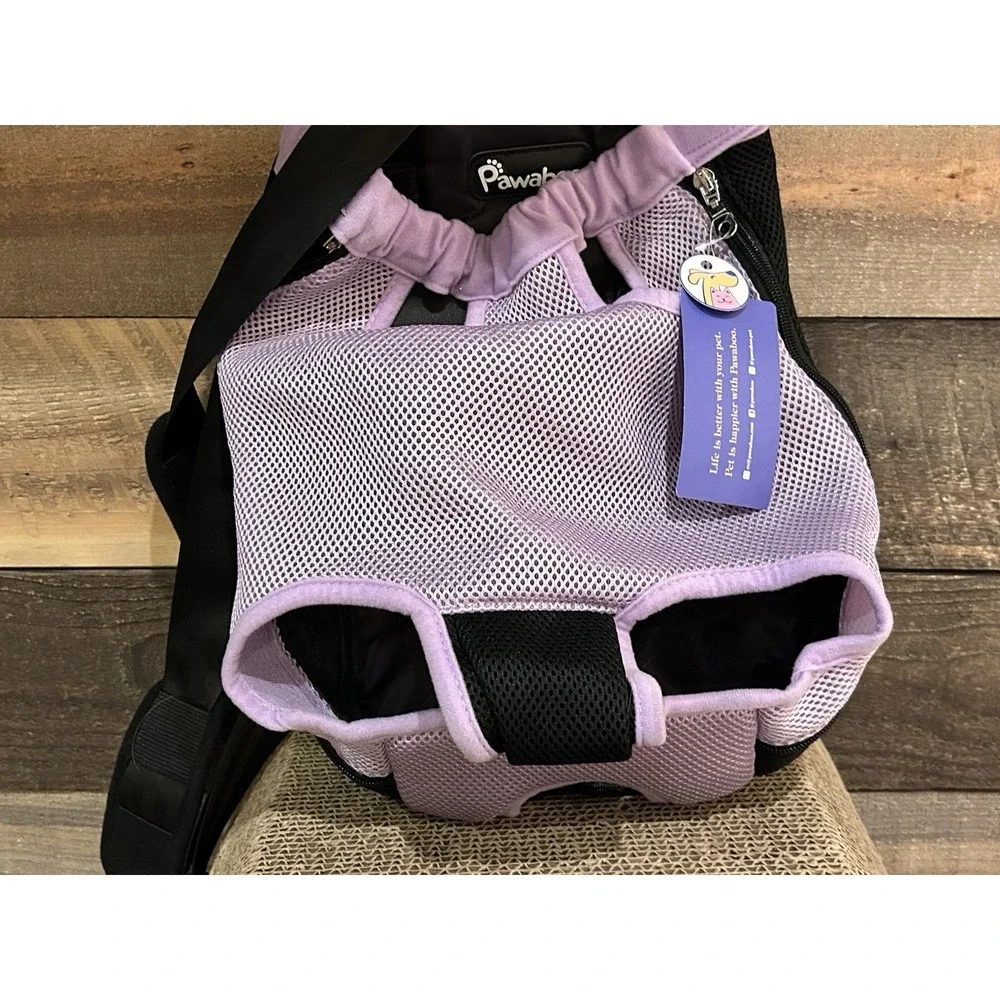 Pawaboo Pet Carrier Backpack‎ Adjustable Dog Cat Front Pack Travel Bag Purple